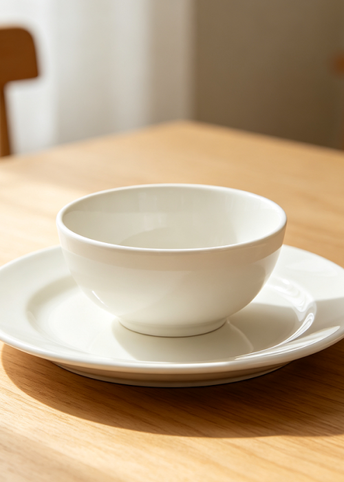 Classic White Ceramic Bowl and Plate Set