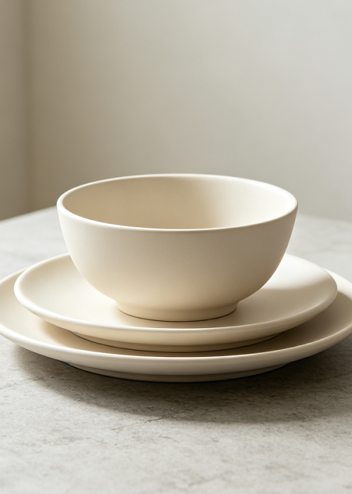 Matte Finish Ceramic Serving Bowl Plate Set