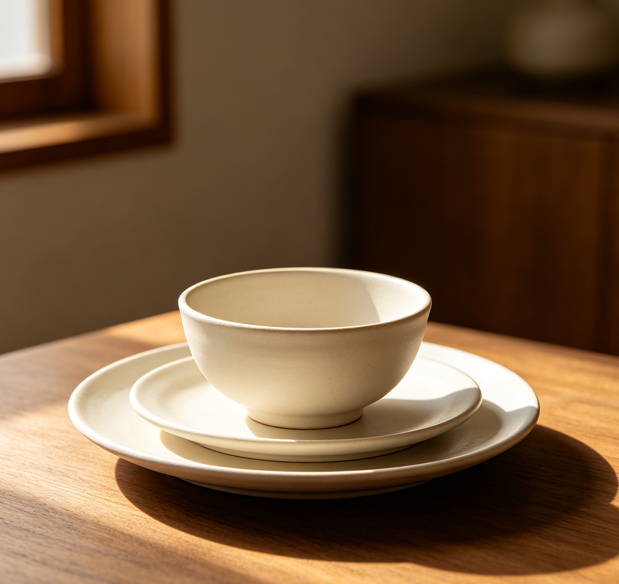 Elegant Stoneware Ceramic Bowl Plate Dining Set